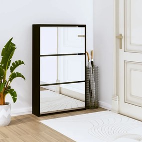 Scarpiera Con Specchio A 3 Livelli Nera 63x17x102,5 Cm /