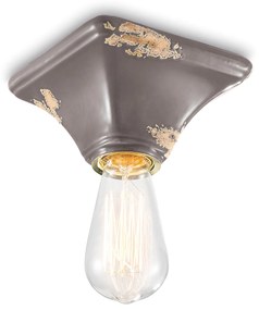 Plafoniera Vintage Quadrata Piccola Ceramica Tortora 1 Luce E27