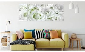 Quadro Satin Rose (5 Parts) Narrow Green  Colore Bianco, Dimensioni e Misure 225x90