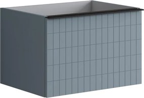 Mobile da bagno sospeso sotto lavabo Pixel grid  2 cassetti L 60 x H 40 x P 45.5 cm blu  indaco e maniglia alluminio nero opaco