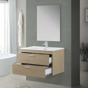 Mobile bagno sospeso 80 cm rovere dolomite con 2 cassettoni soft-close Desya