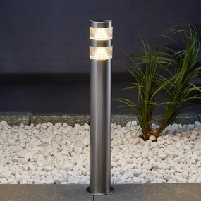 Lindby Lampione a LED Lanea, 60 cm, grigio, acciaio inox, IP44