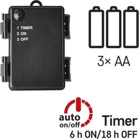 Catena luminosa LED da esterno 80xLED/3xAA 6,1 m IP44 bianco caldo