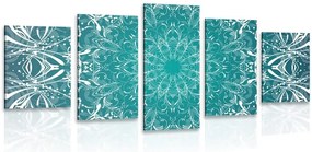Quadri 5 pezzi – Rosone blu e bianco