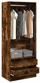 Armadio Rovere Fumo 80x50x200 Cm İn Legno Multistrato /