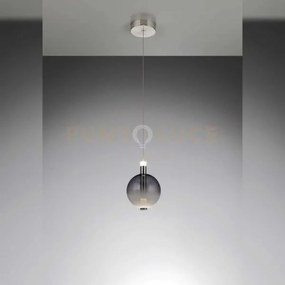 Aurora - lampada a sospensione singola, tubo nichel satinato con ve...
