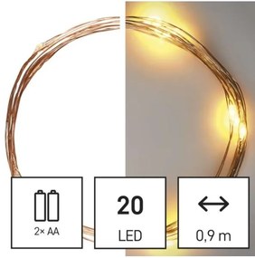 Catena natalizia LED 20xLED/2,4m bianco caldo