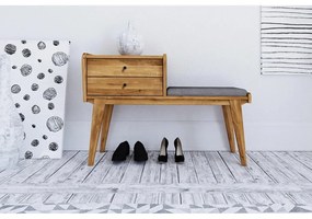 Panca con cassetti in legno di quercia con seduta grigio chiaro Retro - The Beds