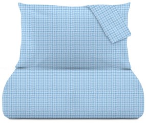 Parure copripiumino matrimoniale bluette Pied de poule in cotone