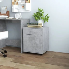 Mobiletto Con Ruote Grigio Cemento 45x38x54cm Legno Multistrato /