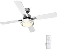 Ventilatore da Soffitto 4 Pale Legno con Lampada Luce LED e Telecomando 130 cm