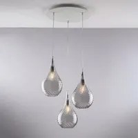 Lampadario Moderno Pluvia Grigio Fum 3 Luci E27