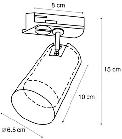 Faretto moderno nero con vetro fumé per sistema a binario monofase - Iconic Lloyd