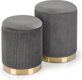 Set di Pouf imbottiti Monty in grigio/oro