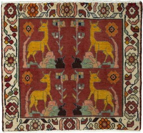 Shiraz Tappeto 60x60 Rosso (Iran) Annodato A Mano