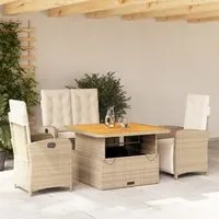 Set da Pranzo da Giardino 4 pz con Cuscini Beige in Polyrattan 3277357