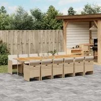 Set da Pranzo da Giardino 13 pz con Cuscini Beige in Polyrattan 3277719