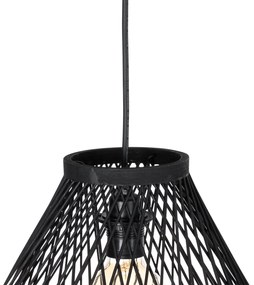Lampada a sospensione da esterno rustica in rattan nero 3 luci - Calamus