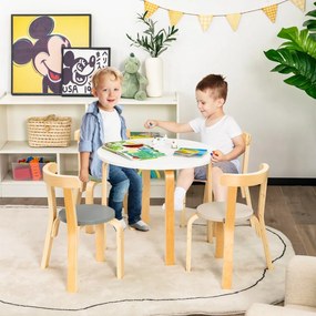 Costway Set tavolo e sedie per bambini da 5 pezzi con schienale curvo in legno, Tavolo attività con 4 sedie Colorato