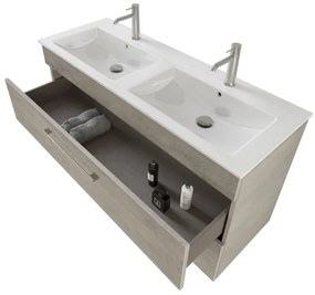 Mobile bagno sospeso 120 cm Smart grigio legno con specchio