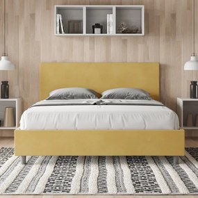 Letto contenitore da 160x190 in microfibra ocra Adele