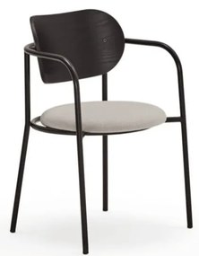 Sedia da pranzo nera e grigia in frassino Eclipse - Teulat