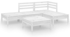 Set divani da giardino 5 pz in legno massello di pino bianco