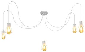 Lampadario a sospensione con filo TUBE LONG 5xE27/10W/230V bianco