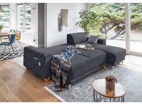 Divano angolare color antracite allungabile e con contenitore Classy Sophie – Miuform