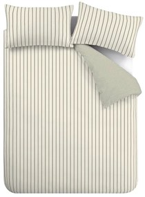 Set copripiumino e federa verde e color crema in cotone per letto matrimoniale 200x200 cm Hampton Stripe – Bianca