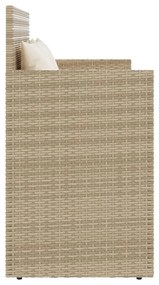 Panca da giardino con cuscini beige in polyrattan