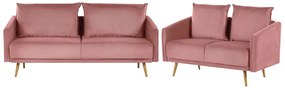 Set divani in velluto rosa 5 posti MAURA Beliani