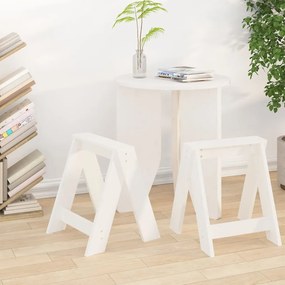 Sgabelli 2 Pz Bianchi 40x40x45 Cm İn Legno Massello Di Pino /