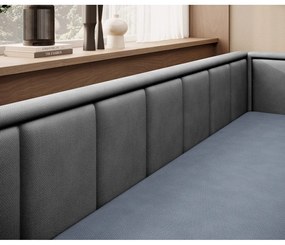 Divano blu/grigio allungabile/con contenitore e rivestimento in ciniglia 214 cm Fulgeo – ELTAP