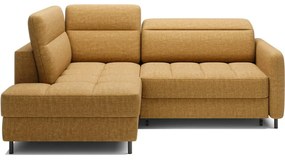 Divano angolare giallo allungabile/con contenitore (con penisola a sinistra/a L) e rivestimento in velluto Barea – ELTAP