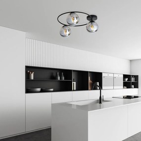 Lampada da soffitto in acciaio SOPRA 3 da interno 3xE14 Colore del corpo Nero e Grafite