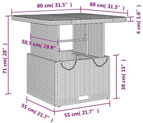 Set da Pranzo da Giardino 3 pz con Cuscini Nero in Polyrattan