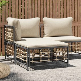 Poggiapiedi Da Giardino Con Cuscino İn Polyrattan Beige /