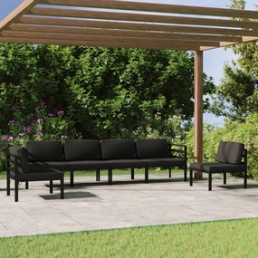 Set divani da giardino 6 pz con cuscini in alluminio antracite