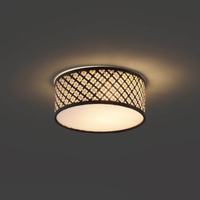 Lampada da soffitto in rattan orientale con struttura nera 30 cm - Tremmo