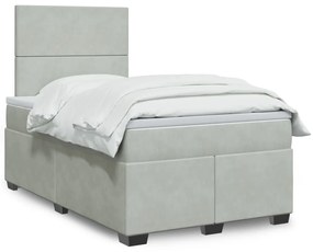 Giroletto A Molle Con Materasso Grigio Chiaro 120x190cm Velluto /