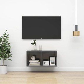 Armadietto da parete per tv grigio lucido 37x37x72cm truciolato