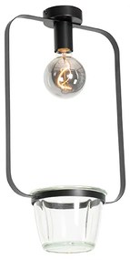 Plafoniera moderna nera con vetro rettangolare - Roslini