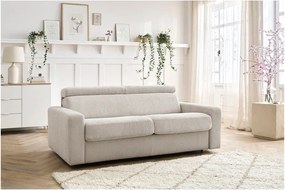 Divano color crema allungabile con rivestimento in velluto a coste 195 cm Monaco – Bobochic Paris