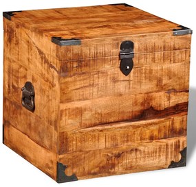 Cassapanca Di Stoccaggio A Cubo İn Legno Ruvido Di Mango /