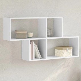Scaffale A Parete Bianco 100x20x53 Cm İn Legno Multistrato /