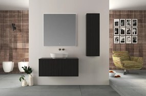 Mobile da bagno sotto lavabo BADEN HAUS DOMINO nero opaco L 100 x H 43 x P 46 cm 2 cassetti, lavabo non incluso
