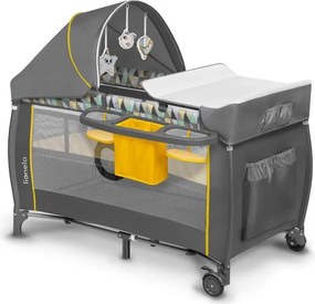 Lionelo - Lettino da viaggio SVEN PLUS grigio/giallo