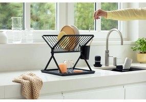 Scolapiatti grigio scuro in metallo a due livelli 37x33 cm - Brabantia