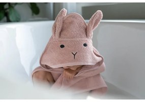 Asciugamano in cotone rosa-marrone con cappuccio 75x75 cm Rabbit - Kindsgut